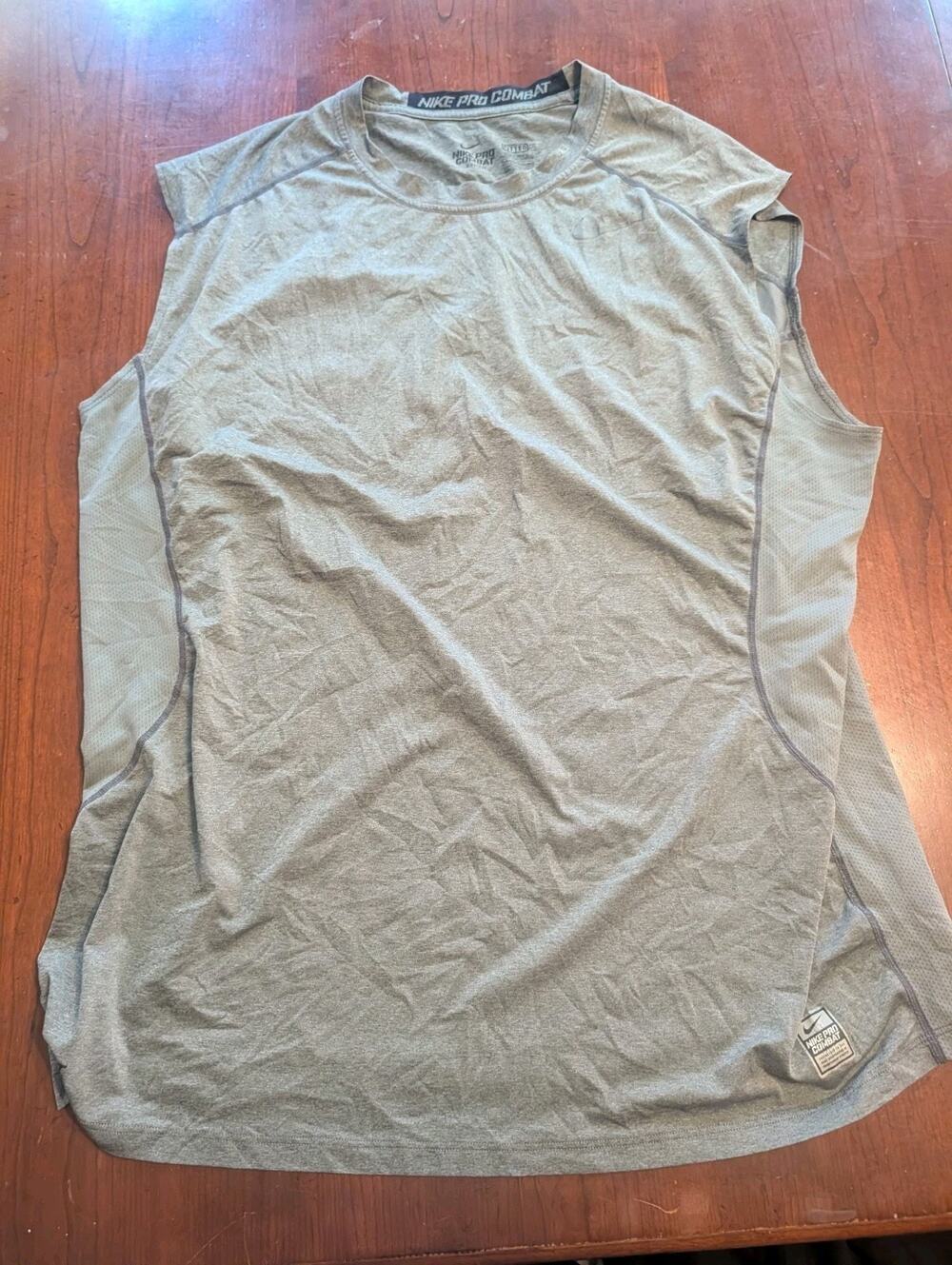 Nike Dri Fit Pro Combat Tank Performance Shirt Men's Fitted XXL Gray